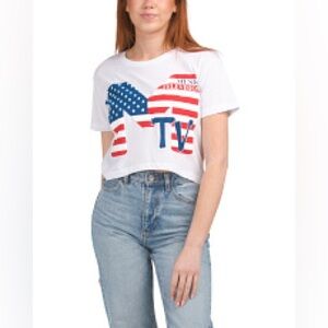 MTV American Flag Cropped T Shirt Size L New with Tags